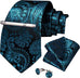 Black and Teal Paisley Necktie Set-DBG1368