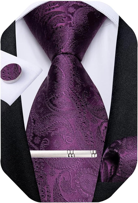 Purple Silk Necktie Set-DBG1467