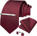 Wine Red Wedding Silk Necktie Set-DBG1472