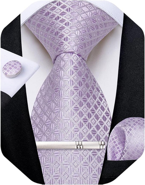 Lilac Silk Necktie Set-DBG1473