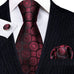 Burgundy and Black Silk Necktie Set-LBW1313