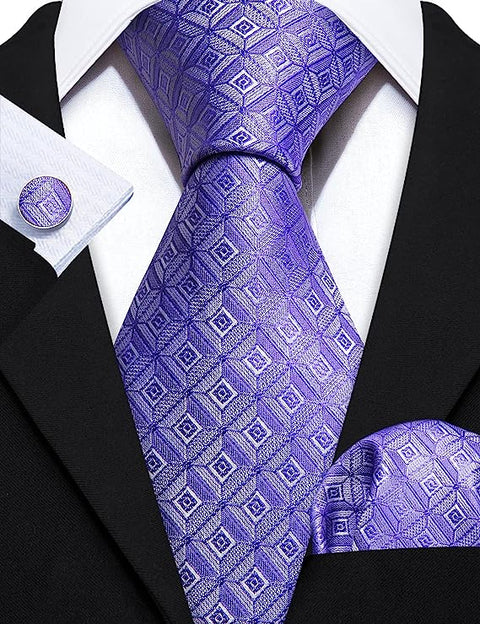 Violet Silk Necktie Set-LBW1348