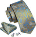 Blue and Yellow Silk Necktie Set-LBW1362