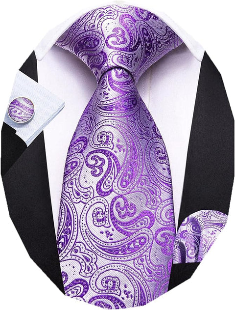 Lavender Paisley Necktie Set-LBW1469