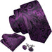 Purple and Balck Silk Necktie Set-LBW1470