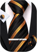 Rust Gold Striped Necktie Set-LBW1474