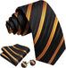 Rust Gold Striped Necktie Set-LBW1474