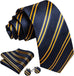 Navy and Yellow Striped Necktie Set-LBW1475