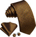 Gold Black Blue Silk Necktie Set-LBW1477