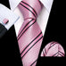 Pink and Black Striped Silk Necktie Set-LBW1484