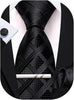 Tone on Tone Black Silk Necktie Set-LBW1487