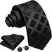 Tone on Tone Black Silk Necktie Set-LBW1487