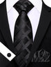 Tone on Tone Black Silk Necktie Set-LBW1487