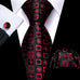 Black and Red Silk Wedding Necktie Set-LBW1488