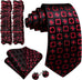 Black and Red Silk Wedding Necktie Set-LBW1488