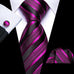 Fuchsia and Black Stripe Wedding Prom Necktie Set-LBW1491