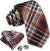 Khaki Brown Red Silk Necktie Set-LBW1498