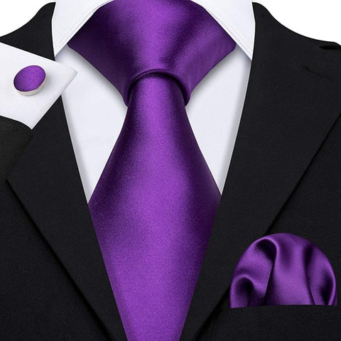 Purple Solid Necktie Set-LBW1524