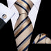 Tan and Navy-Blue Striped Necktie Set-LBW1527