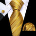 Gold Stripe Prom Silk Necktie Set-LBW1537