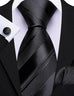Black Stripe Silk Necktie Set-LBW1538