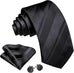 Black Stripe Silk Necktie Set-LBW1538