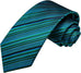 Teal Green Black Stripe Necktie Set-LBWH1447