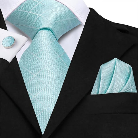 Tiffany Blue Silk Necktie Set-LBWH1503