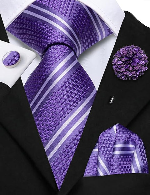 Violet Purple Necktie Set-LBWH1519