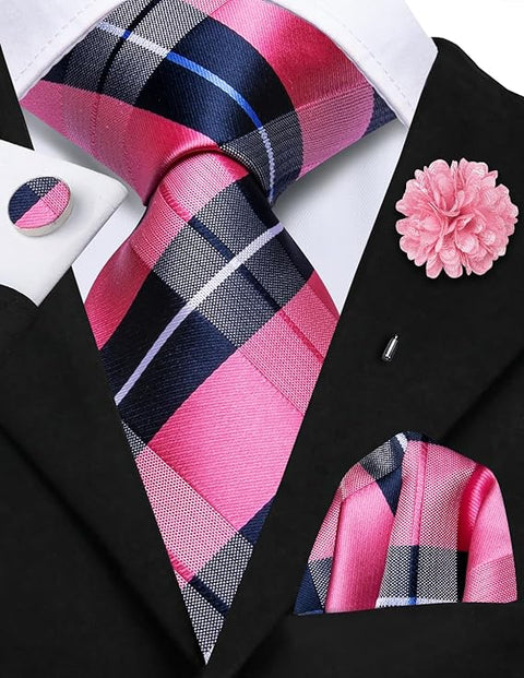 Blue and Pink Silk Necktie LBWH1520