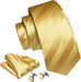 Gold Striped Wedding Silk Necktie Set-LBWY1377