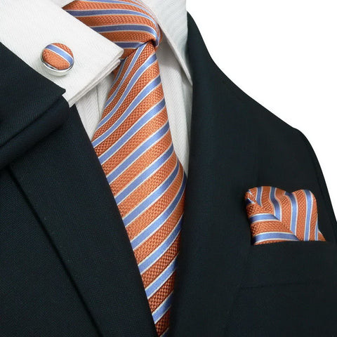 Orange and Blue Silk Necktie Set-JPM21M