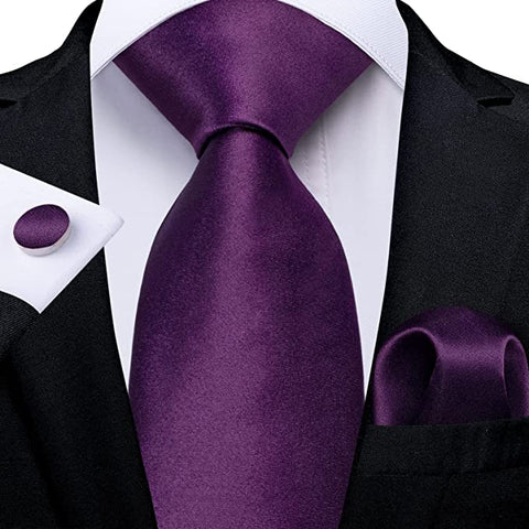 Dark Purple Wedding Silk Necktie Set-DBG1188