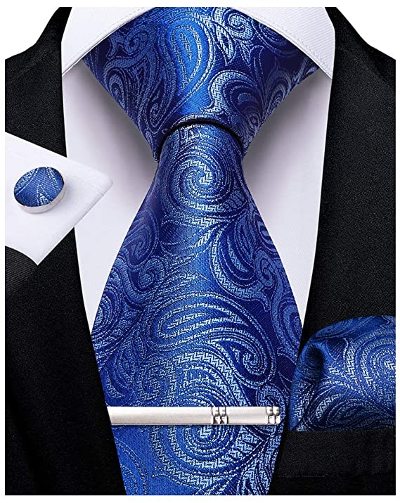 Blue Floral Paisley Silk Tie Set-DBG638 | Toramon Necktie Company | Men ...