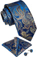 Light Blue and Brown Silk Paisley Necktie Set-DBG815