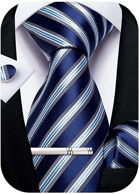 Men's Business Blue and White Necktie Set-DBG827