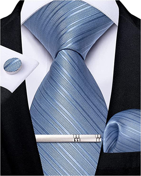 New Light Blue Men's Necktie Set-DBG851