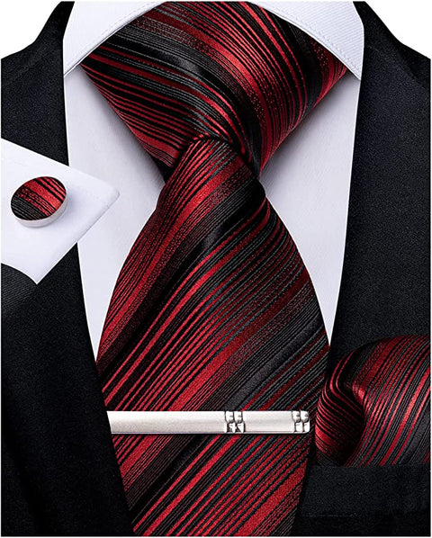 New Black and Red Men's Necktie Set-DBG853