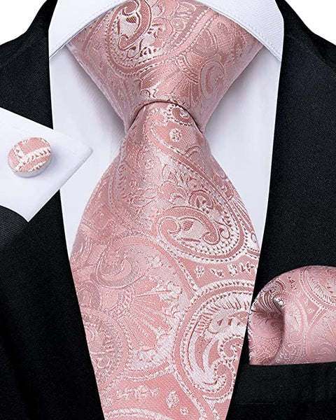 New Pink Paisley Necktie Set-DBG864