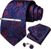 New Blue and Orange Floral Necktie Set-DBG943