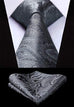 Gray Paisley Wedding Necktie Set- HDN308