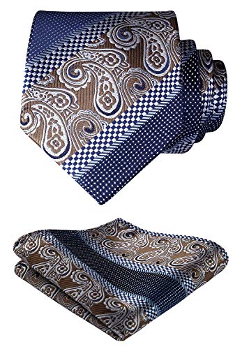 Navy Blue and Brown Silk Necktie Set HDN507 | Toramon Necktie Company ...