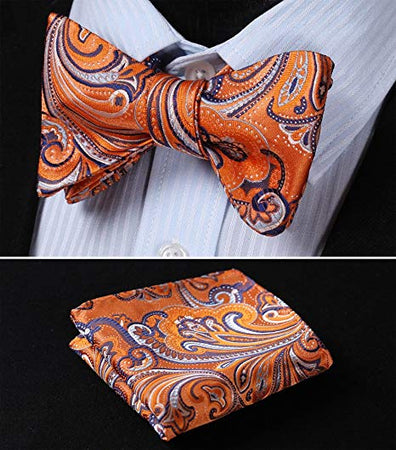 Orange and Purple Silk Bow Tie Set-HDNX30 | Toramon Necktie