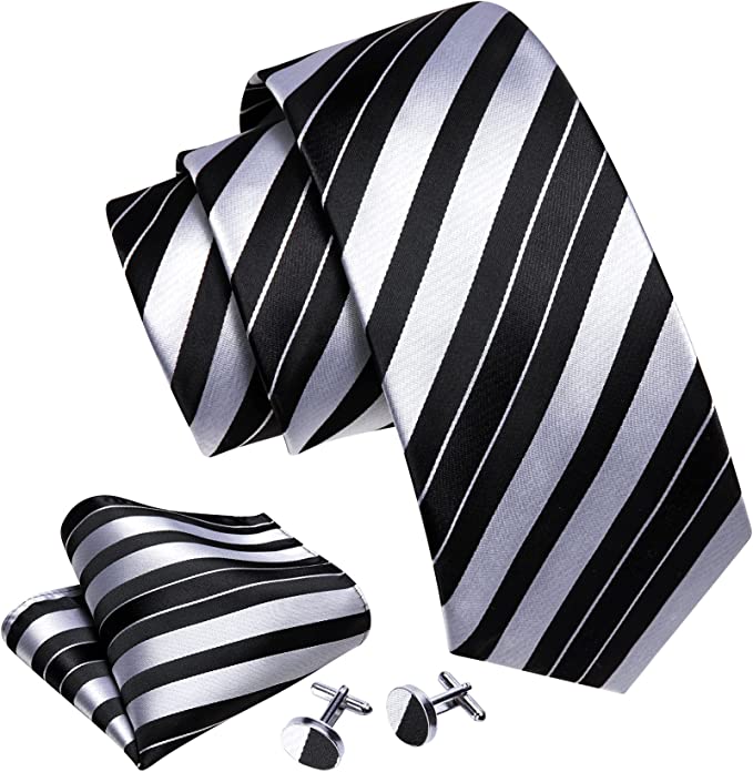 New Grey and Black Stripe Necktie Set-LBW1028 | Toramon Necktie Company ...