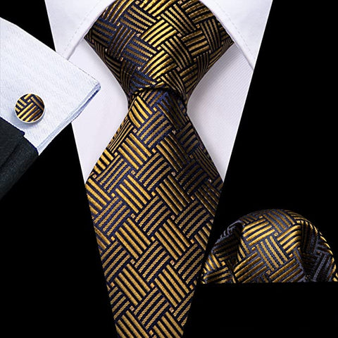 Navy and gold Necktie Set-LBW1046