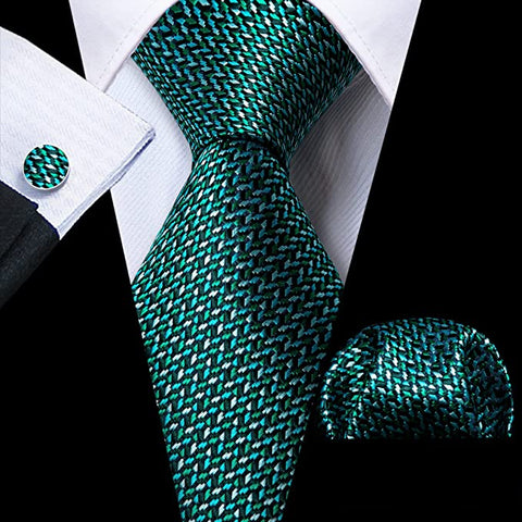 Teal Grain Necktie Set-LBW1073