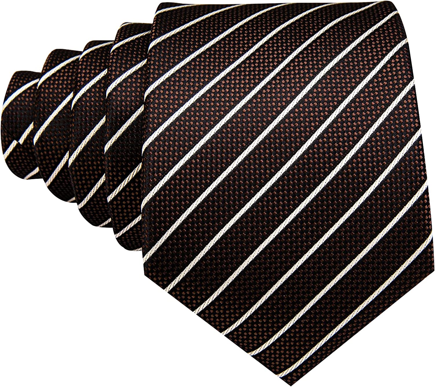 Brown And White Stripe Necktie Set Lbw1177 Toramon Necktie Company