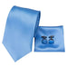 Sky Blue Solid Silk Necktie Set-LBW326