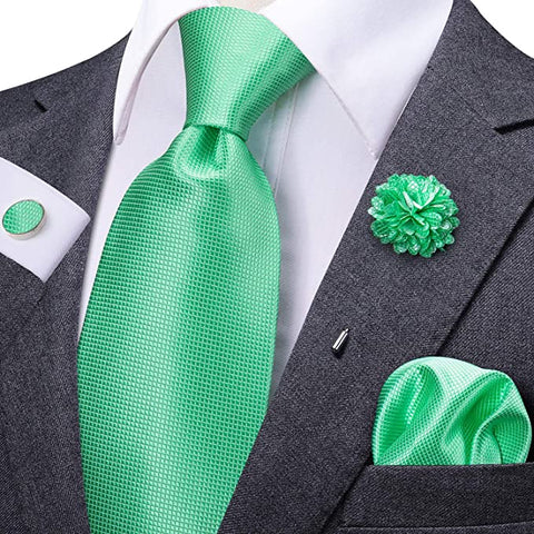 Mint Green Silk Tie Set-DUB643