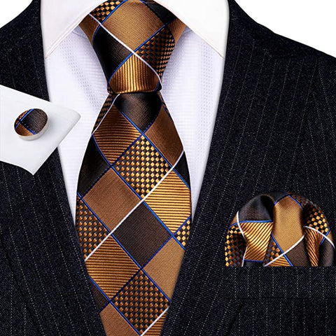 Brown and Blue Necktie Set-LBW674